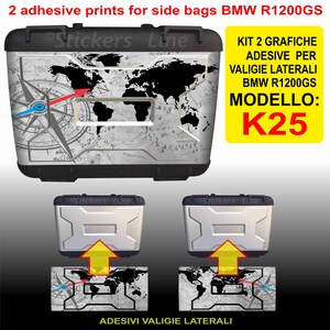 Kit 2 Stickers for various cases BMW R1200 R1250GS K25 (Black Globe) bags stickers
