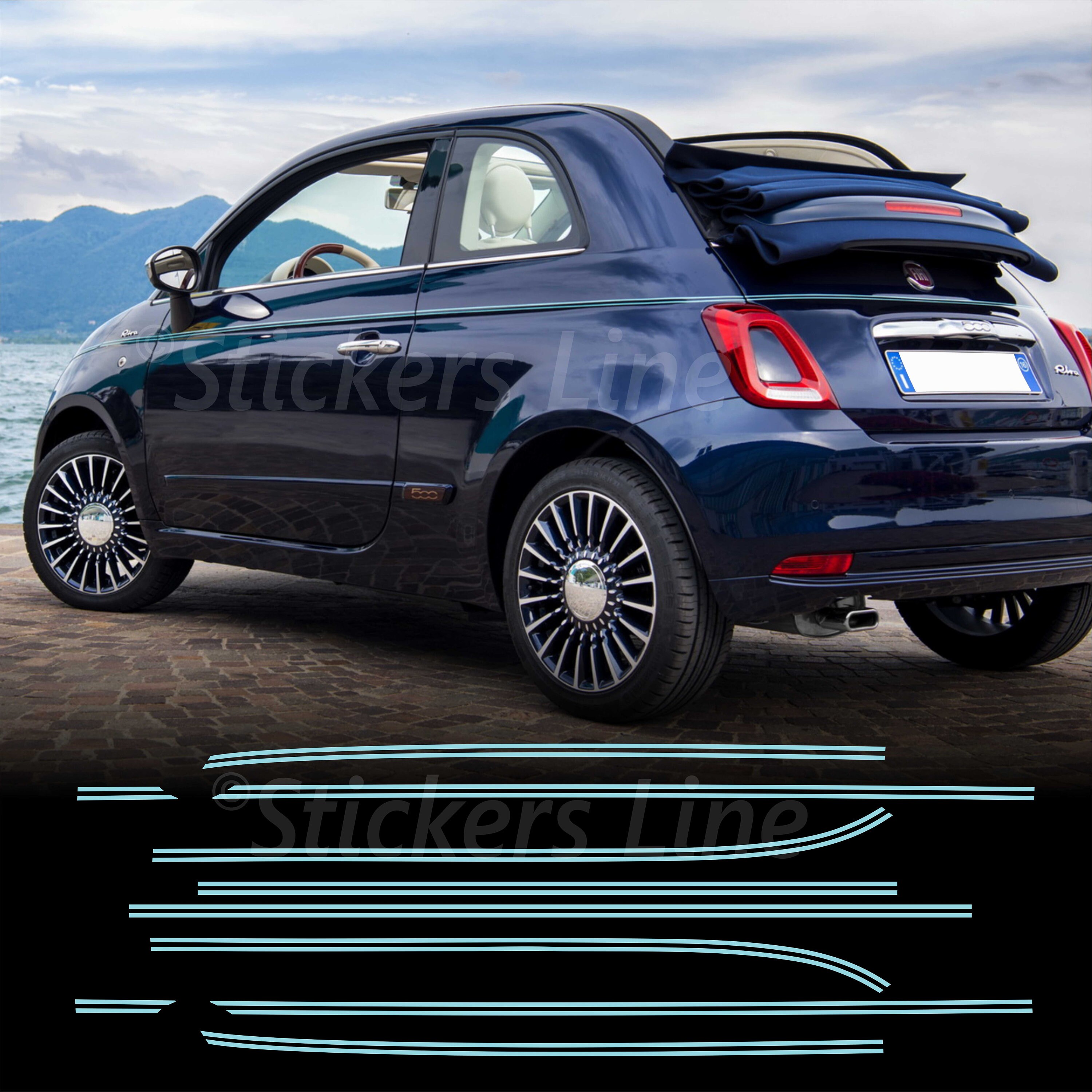 Pegatinas Fiat 500 Riva Bandas Adhesivas Tiras Fiat500 Riviera Etsy Espana