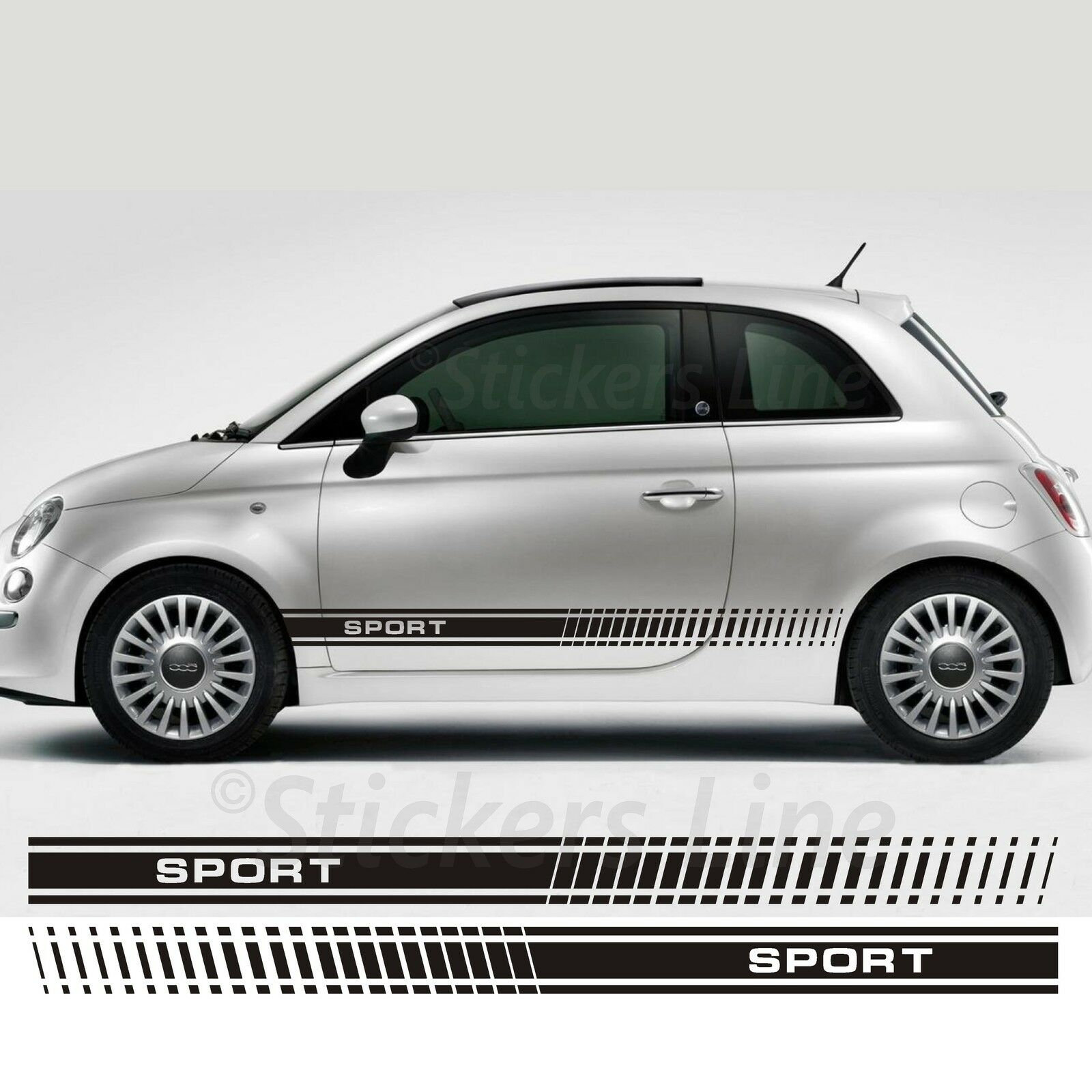 Stickers Mirror Caps Fiat 500 Style Abarth Adhesive Strips Mirror