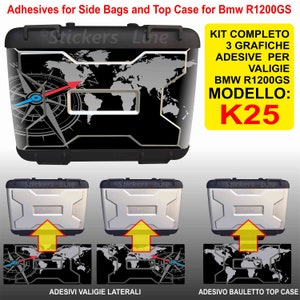 Kit 3 stickers various suitcases BMW R1200 GS K25 (BLK) until 2012 bags stickers