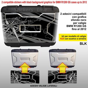 2 valises autocollants BMW R1200GS K25 boussole + carte du monde sacs jusqu'à 2012 BLK neuf