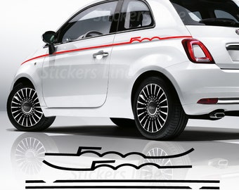 2 compatible side stickers for Fiat 500 half-written bands tuning stickers decal