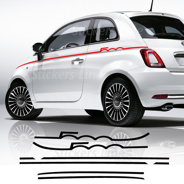 2 compatible side stickers for Fiat 500 semi-written tuning bands decal stickers