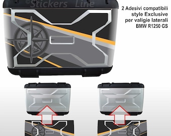 2 autocollants exclusifs pour valise SIDE BMW R1250GS rose des vents K50 à partir de 2013