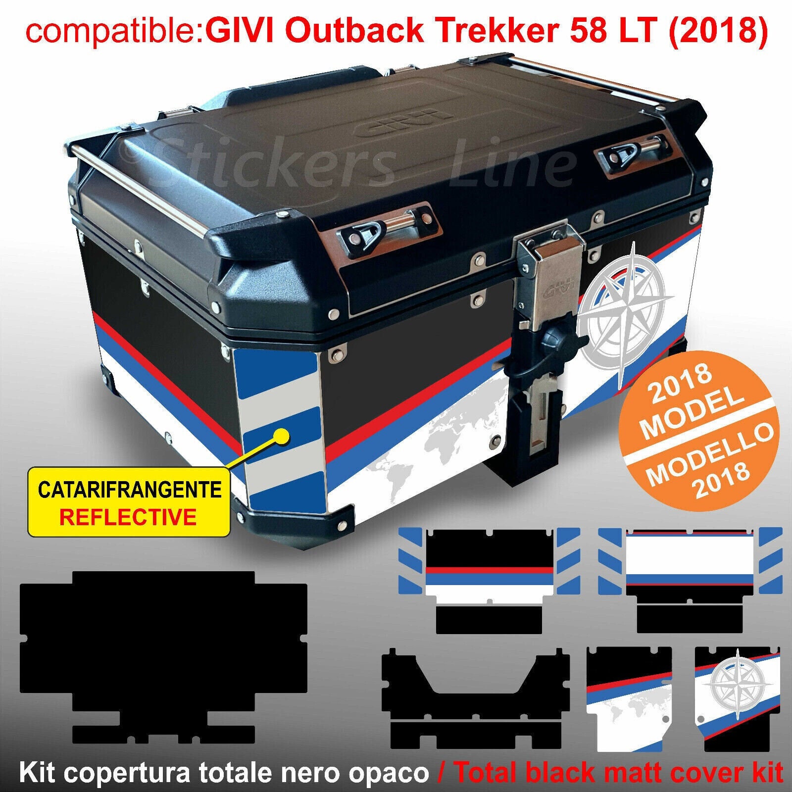 COMPLETE sticker kit compatible with GIVI 58 L 2018 top case for BMW R1250HP