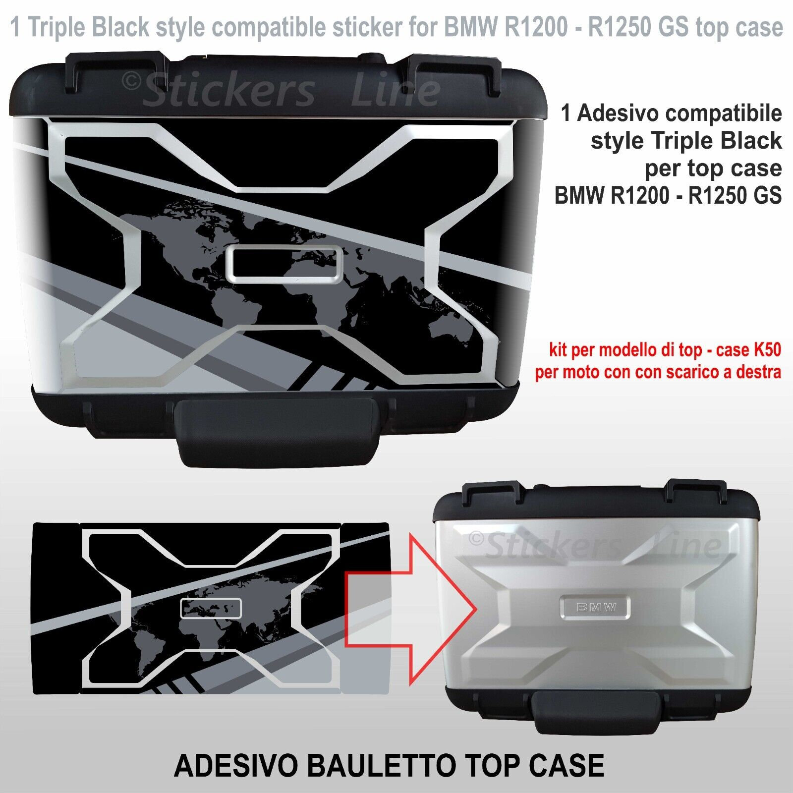 Trunk Sticker R1200gs BMW R1200 - R1250 GS LC Top Case Trunk Sticker Triple Black K50 ...