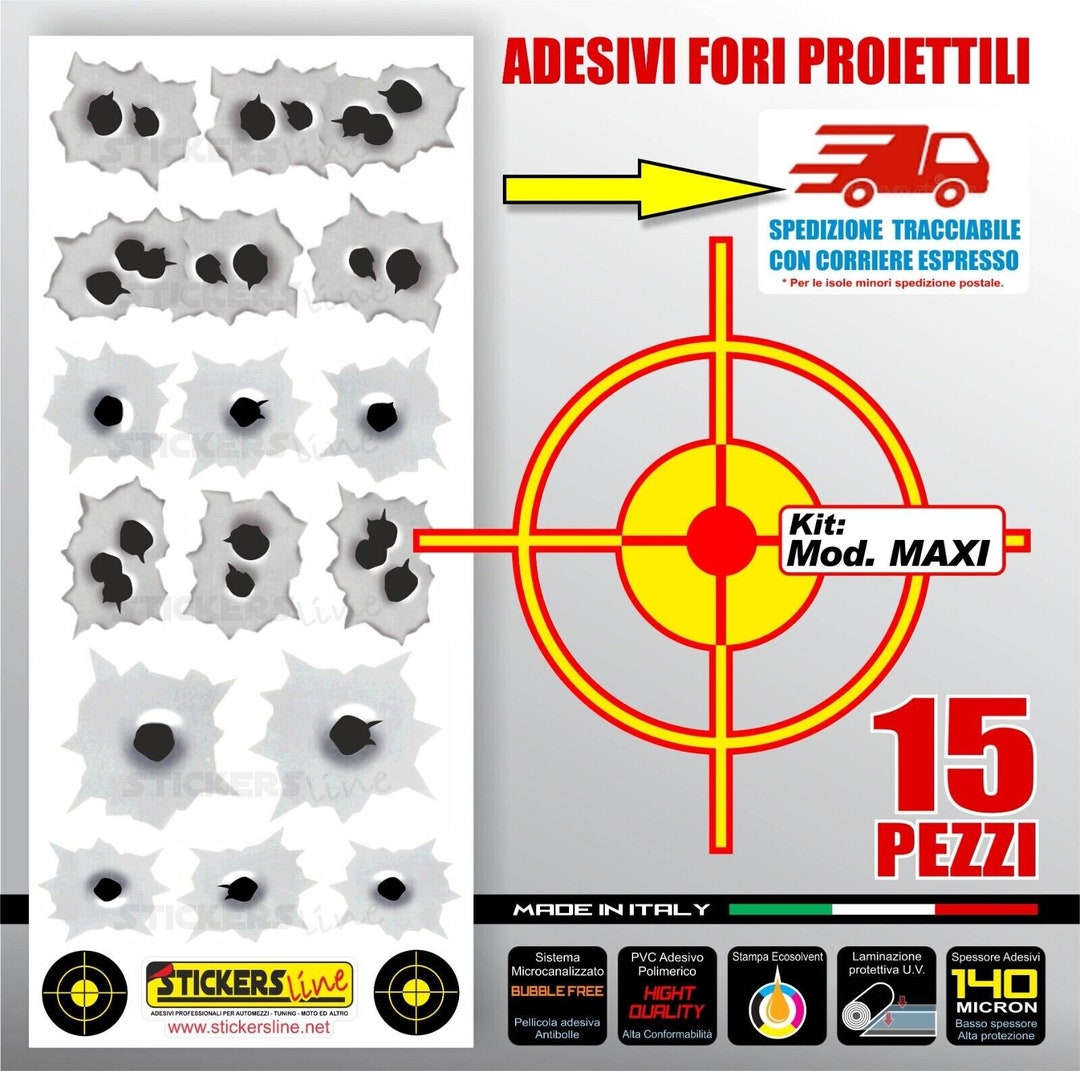Kit of Stickers Barrage Bullets Shots Gun Holes Machine Gun Bullets for ...