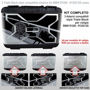 3 BMW R1250GS Triple Black R1200 R 1250GS K50 GS Seiten- und Oberseiten-Kofferaufkleber von 2013