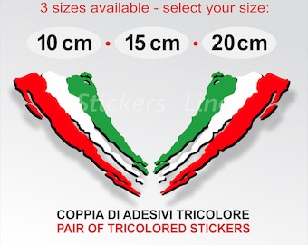 2 Italy tricolor scratch effect Italian flag stickers, size of your choice!