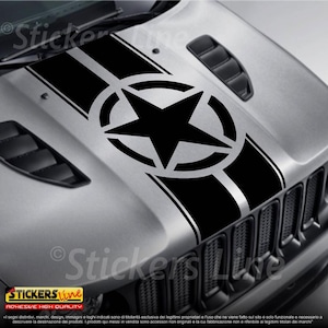 Hood Sticker Compatible for Jeep Renegade Off-Road Military Star Stripes