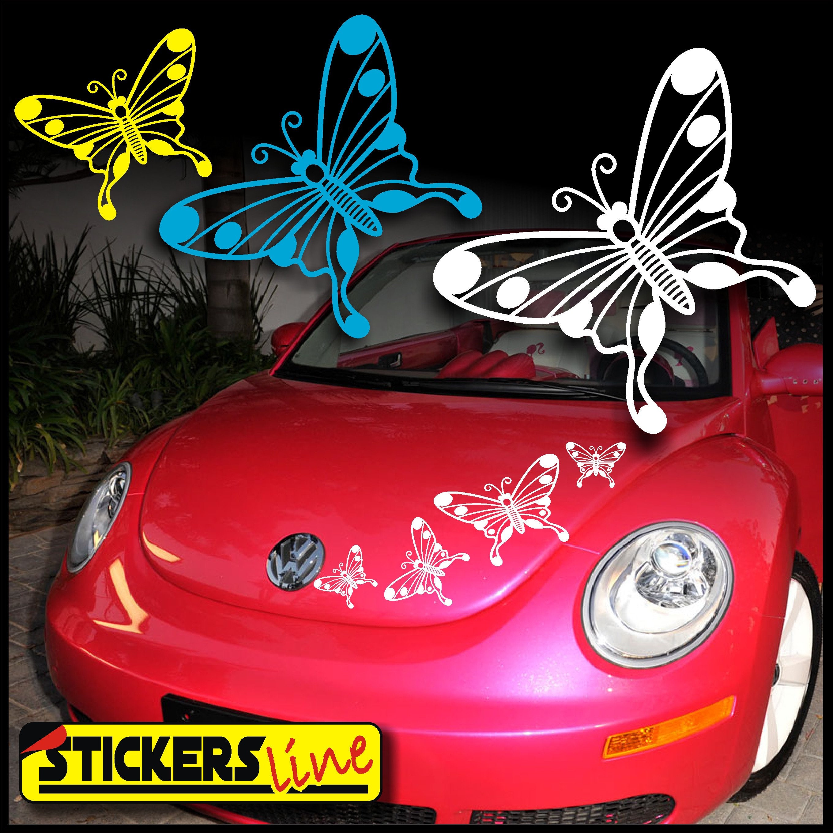 Autocollant papillons et fleurs pour voiture - TenStickers