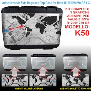 Kit 3 Stickers for various cases BMW R1200 R1250GS K50 (Black Globe) bags stickers from 2013