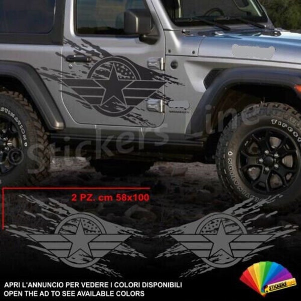 2 Adesivi Stella Us Army per portiere compatibile Fuoristrada 4X4 Jeep Wrangler Stickers Off Road c.31