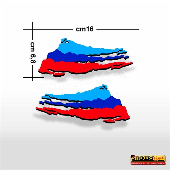 2 scratch effect stickers 12 cm tricolour BMW motorsport M Performance M sport