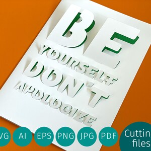 Be yourself. Spruch-Karte für Freunde und Bekannte mit 3d- PopUp-Effekt als SVG-Datei. DIY auf allen gängigen Schneideplottern wie Cricut.