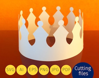 Couronne 3D – SVG, AI, DXF,... Fichiers à couper sur tous les traceurs courants tels que Cricut. La couronne en papier parfaite pour toute fête royale.