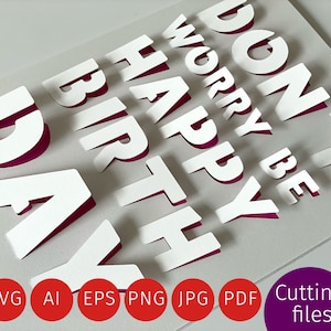 Lustige Happy Birthday Karte für Freunde und Bekannte mit 3d-PopUp-Effekt als SVG-Datei. DIY auf allen gängigen Schneideplottern wie Cricut.