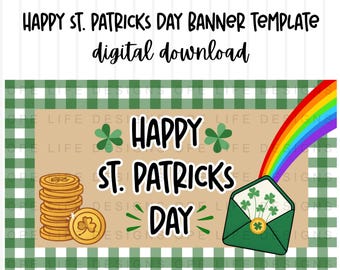 St. Patrick’s Day Banner Template | Rainbow Envelope | Editable Canva Banner | Banner Painting | DIY Party Decor | Printable Banner