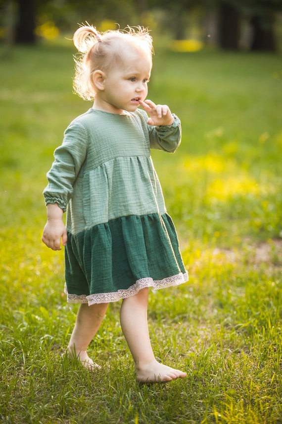 green muslin dress Sandra long muslin dress lightweight, romantic cotton dress