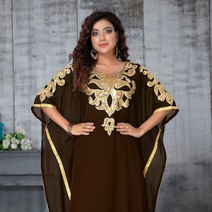 Brown and Gold Designer Israeli Stylish Royal Embroidered Israil ...