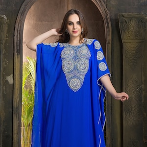 Royal Blue Hand Beaded Islamic Maxi Dress Takchita African - Etsy