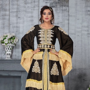 Black and Beige Designer Moroccan Style Wedding Takchita - Etsy