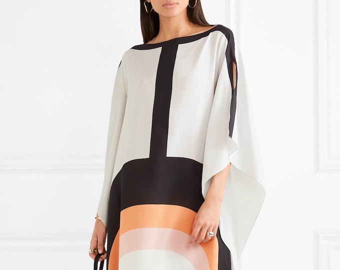Black Soft Silk Crepe Kaftan