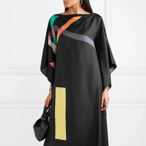Printed Silk Kaftan Dress: Arabian Beach Cover-Up