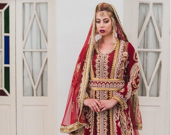 Maroon Color Moroccan Kaftan Islamic Elegant Dubai Moroccan Caftan, New Arabic Party Wear, Kaftan Farasha Maxi Floor Length Takshita Dress