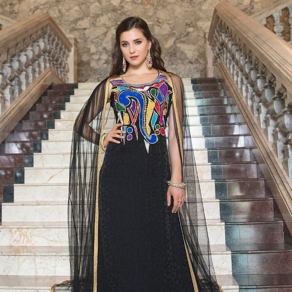 Designer Kaftan Black Wedding Gown