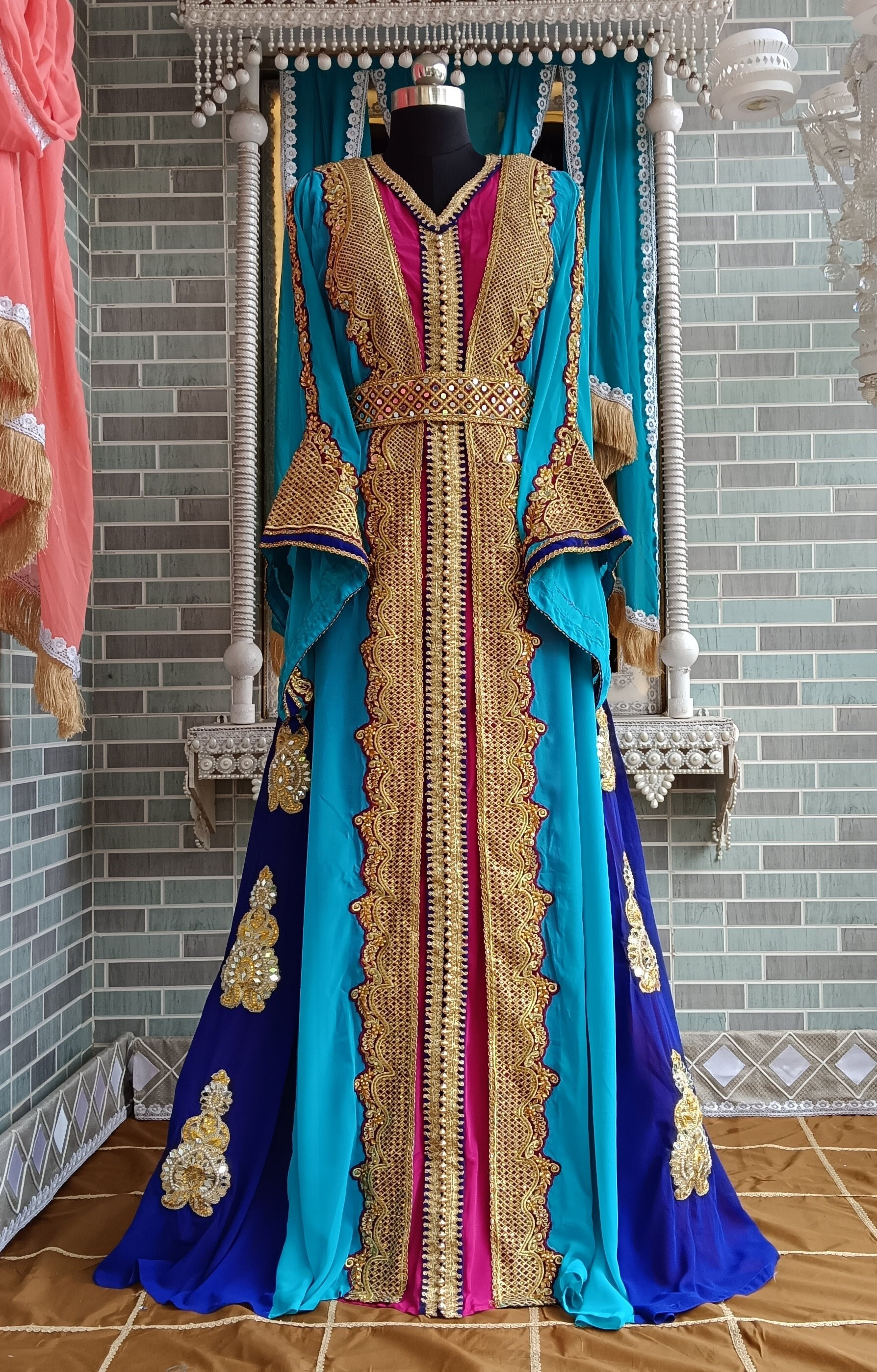embroidered-moroccan-takchita-firozi-pink-blue-dubai-kaftan-etsy