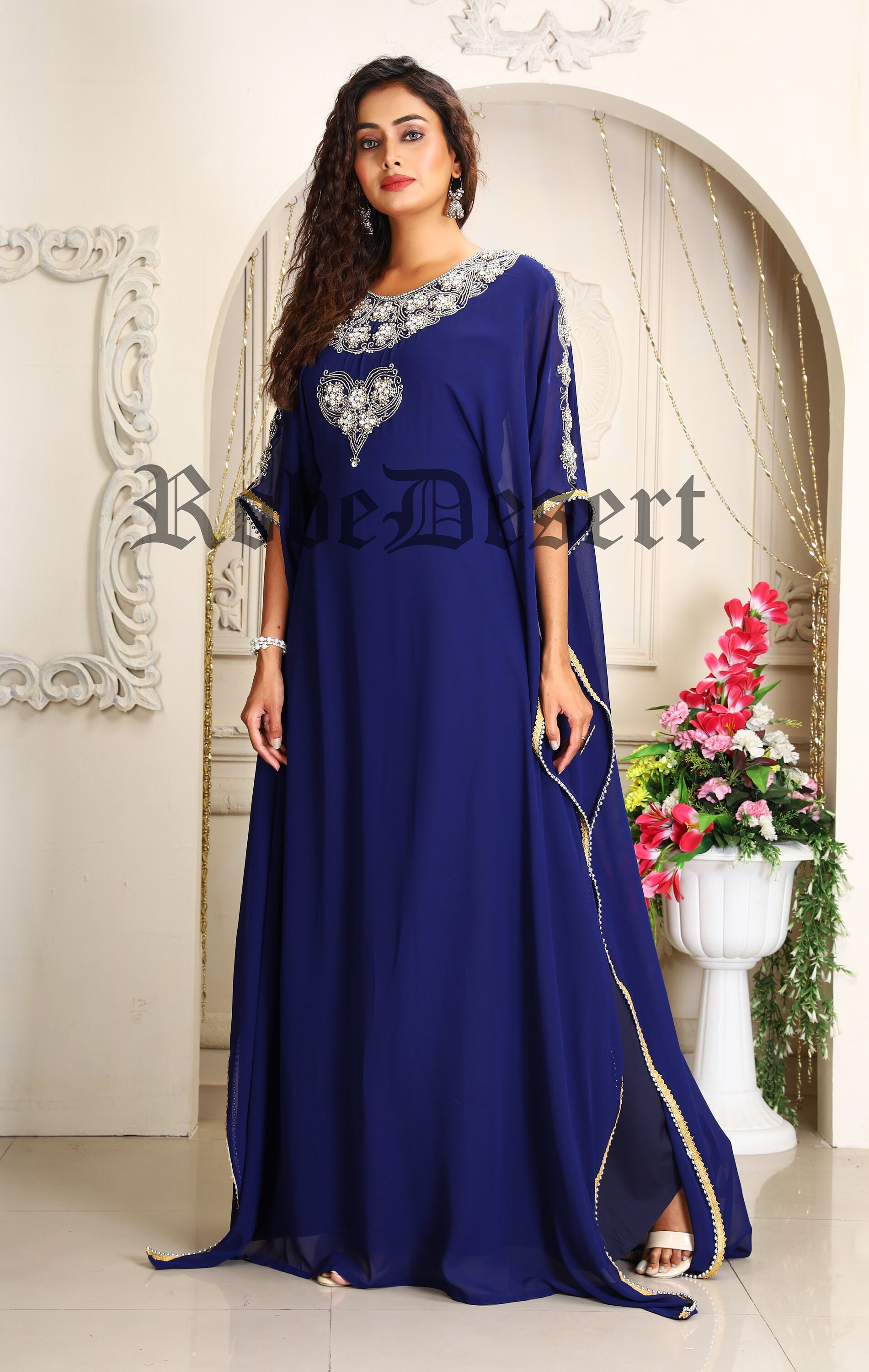 Arabic two color Kaftan Blue