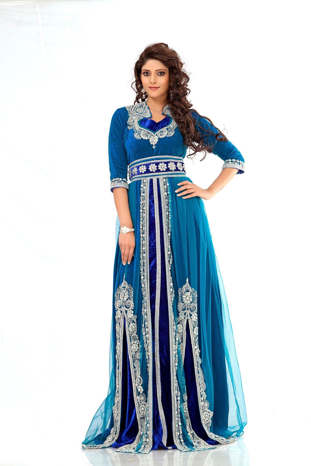 Hand Beaded Moroccan Kaftan: Dubai Arabic Maxi Dress - Etsy