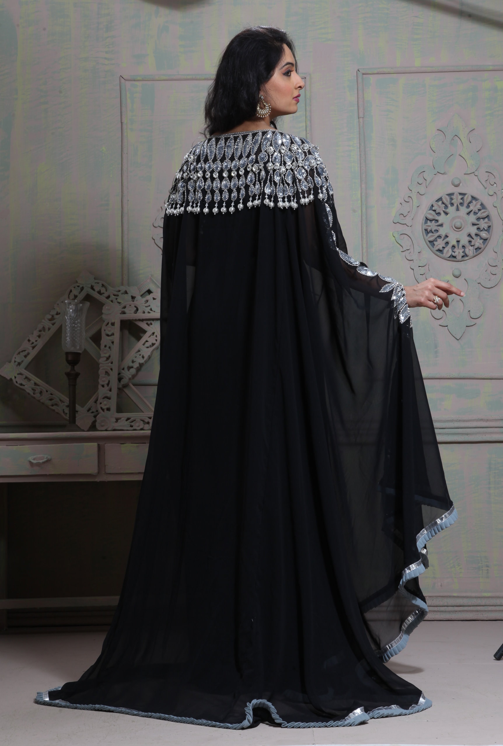 Black Hand Beaded Kaftan: Arabic Maxi Dress, Islamic Party Wear - Etsy