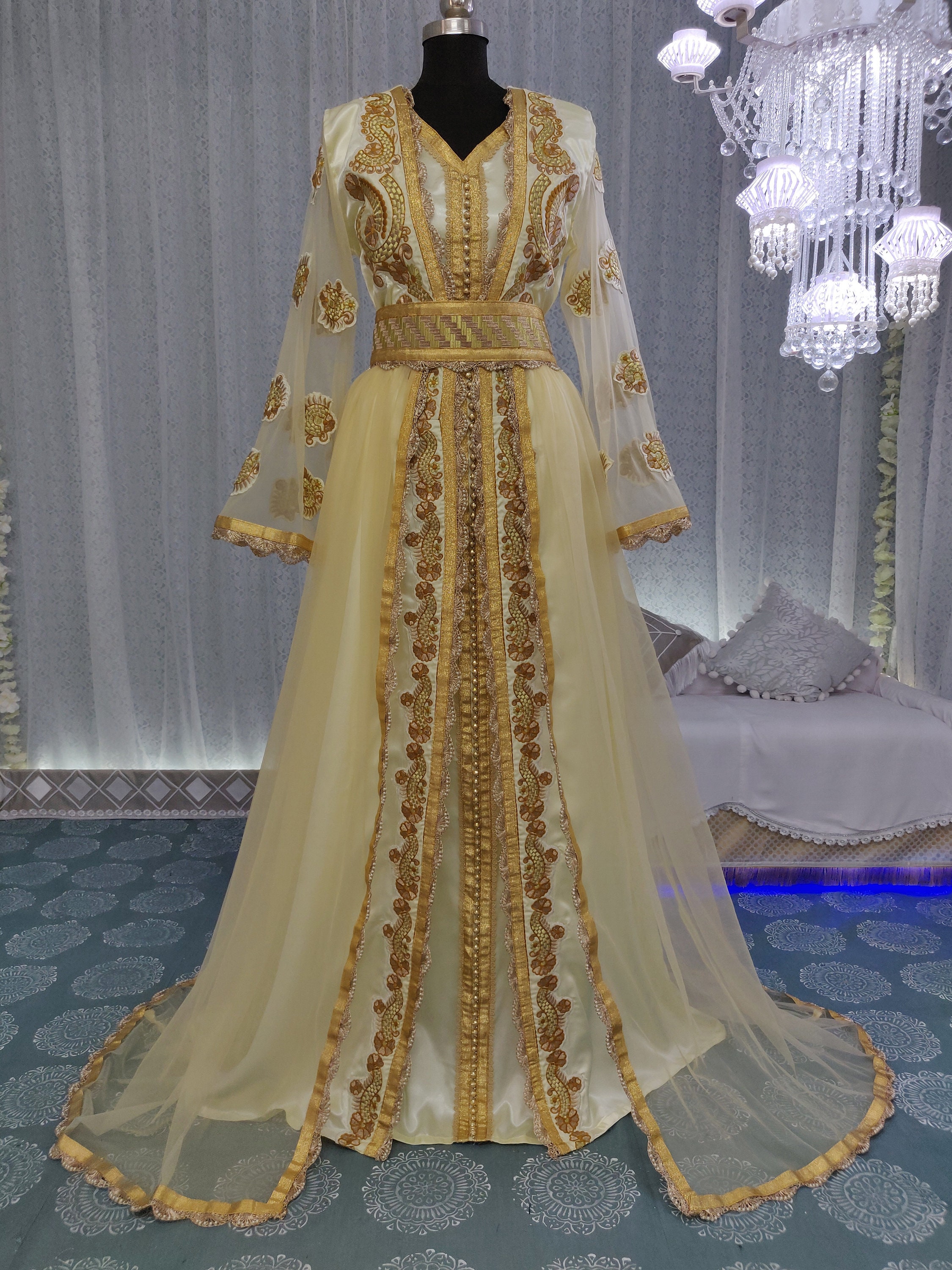 Arabian Maxi Long Kaftan Dress with Embroidery