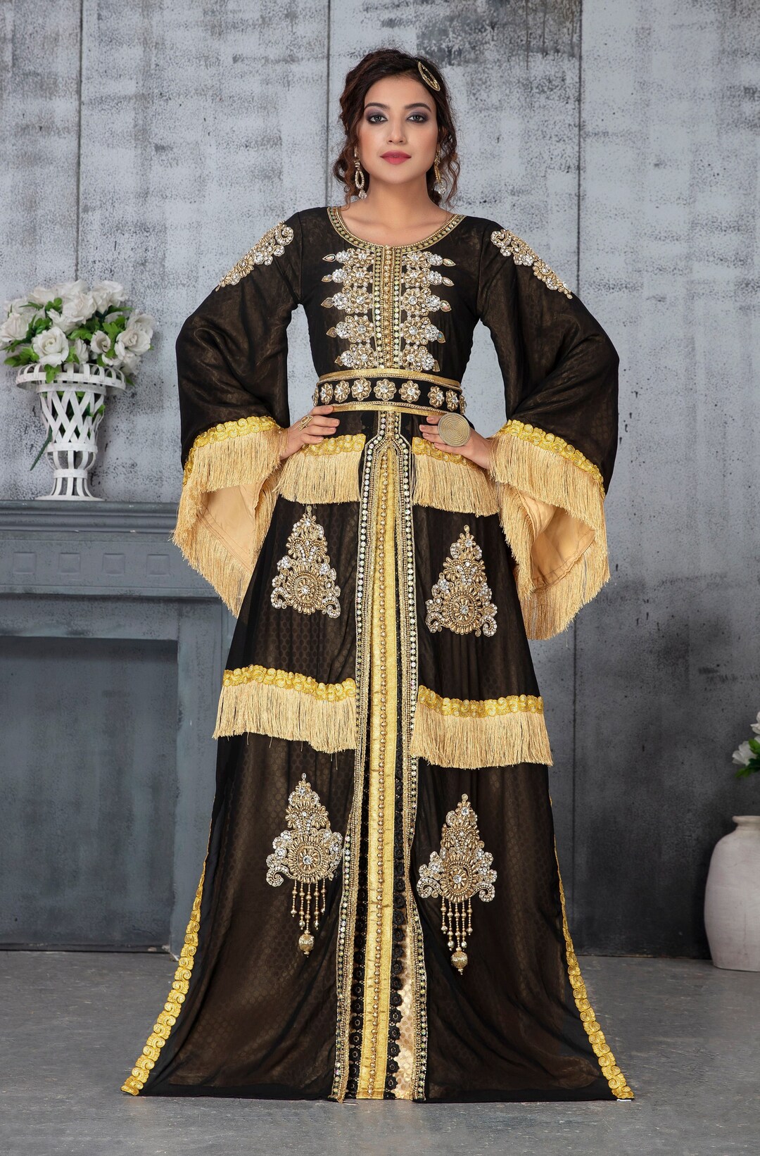 Black Beige Moroccan Takchita Kaftan Islamic Wedding Dress Etsy black-beige-moroccan-takchita-kaftan-islamic-wedding-dress-etsy