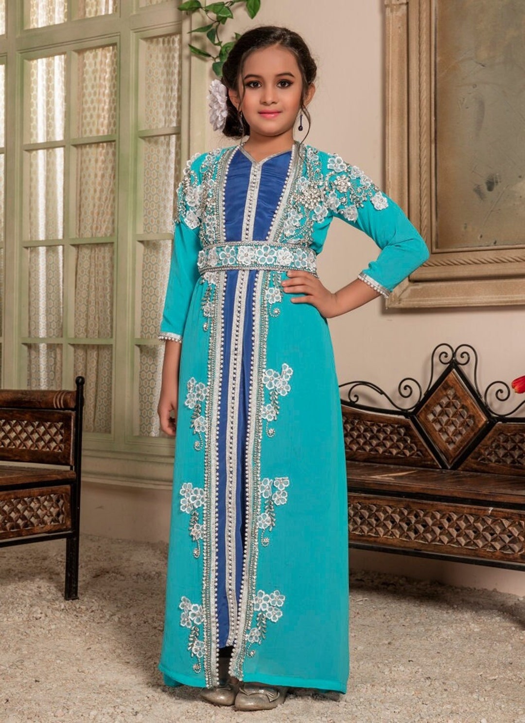 Kids S] Ten x Ron Herman Kaftan Dress One Piece Color Green