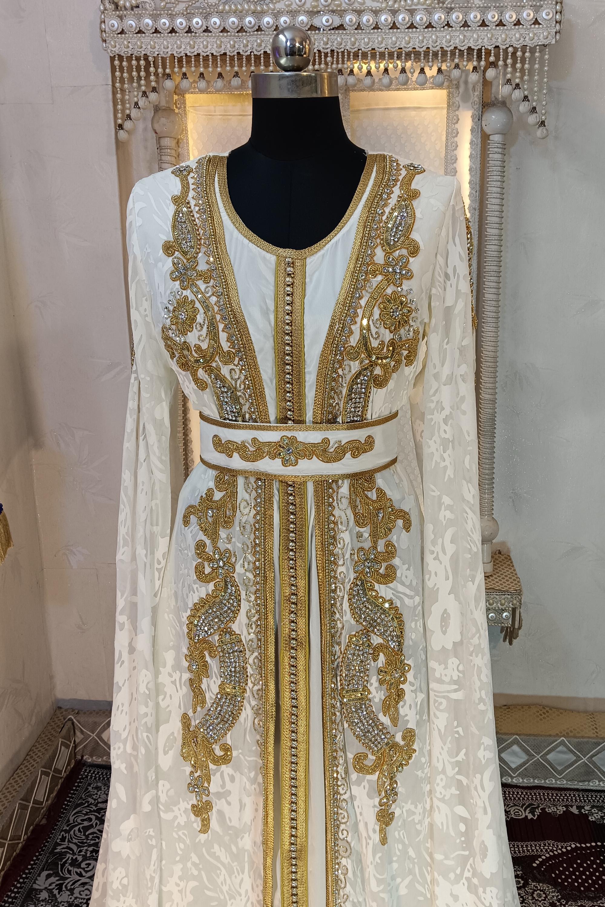 white and gold moroccan dress Pearl Presence
