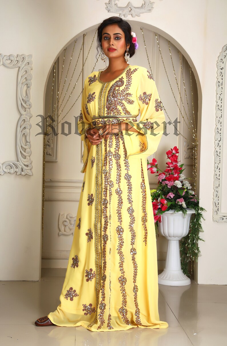 Ivory Dubai Designer Kaftan Arabic Maxi Handbeaded Farasha Etsy