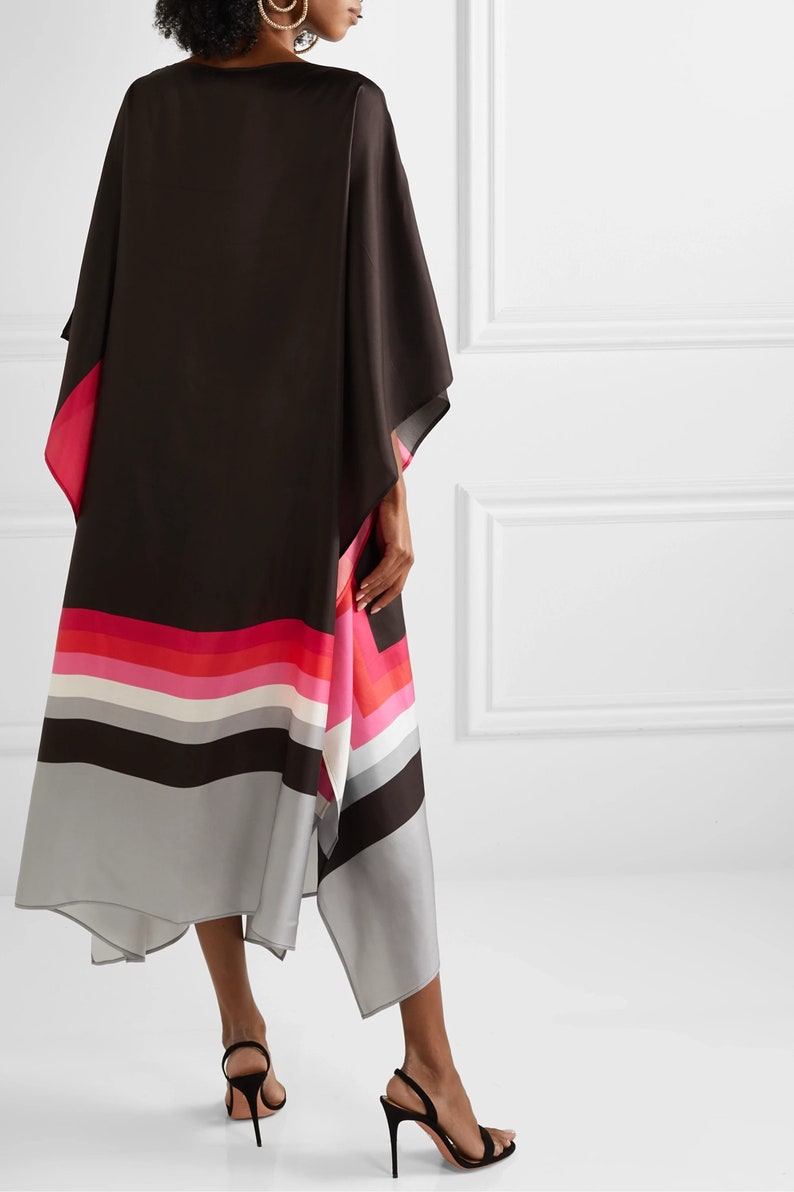 Black Soft Satin Silk Kaftan