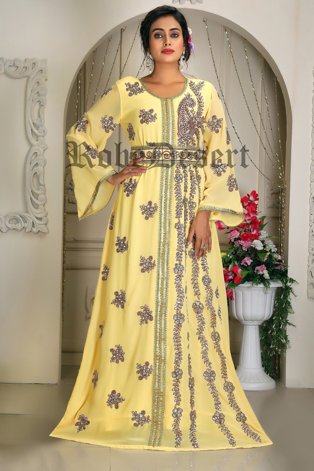 Ivory Dubai Designer Kaftan Arabic Maxi Handbeaded Farasha Etsy
