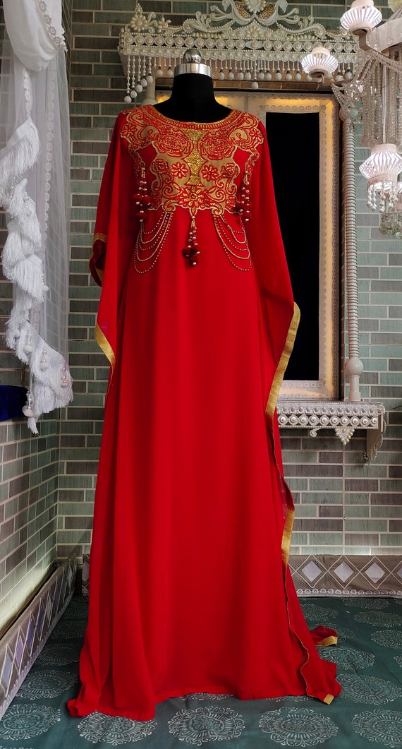 Maroon Islamic Moroccan Embroidery Takchita Arabic Stylish Designer Maxi  Dress Israeli Floor Length Party Wear Wedding Kaftan - Etsy