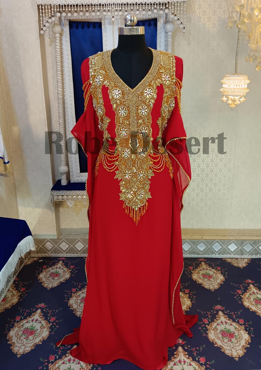 Designer Kaftan Hand Embroidered Takchita Gown