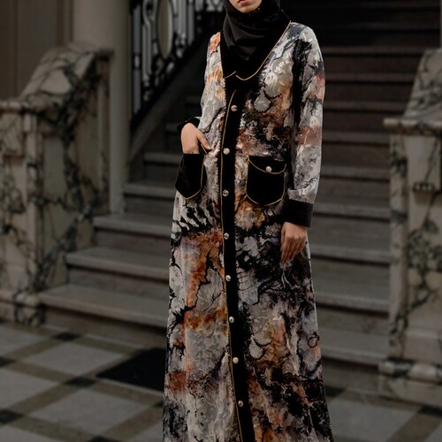 designer muslim dress Mink Long Muslim Dress 279313V