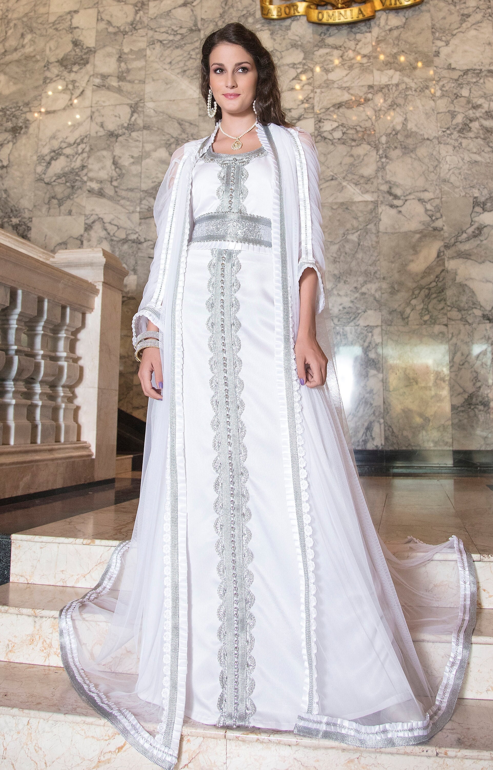 White Moroccan Dubai Kaftan Maxi Fancy Bridal Full Sleeve - Etsy