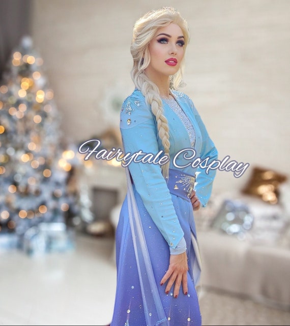 Costume de Cosplay Elsa de la Reine des Neiges pour Femme Adulte