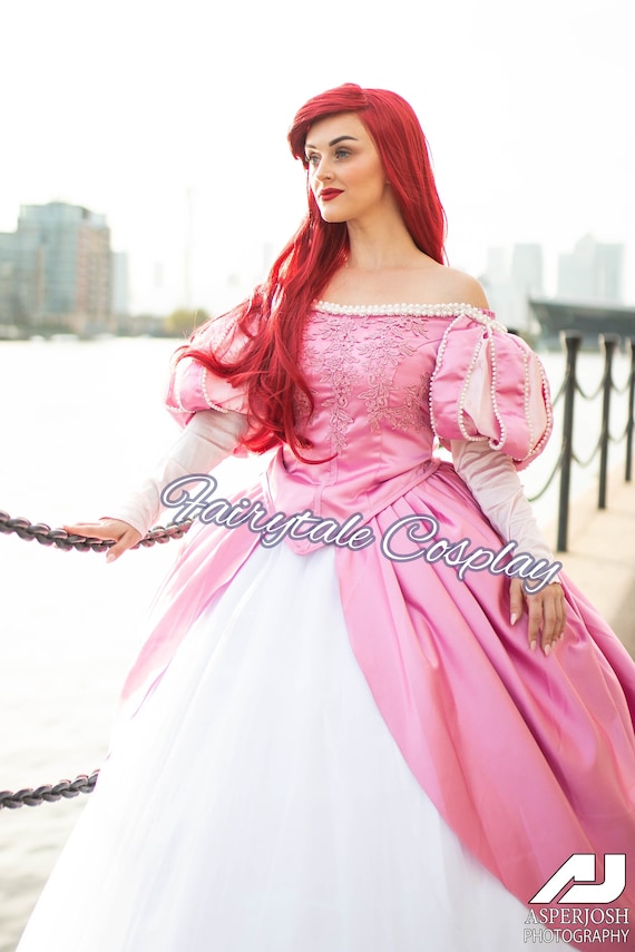 Ariel petite sirène robe perlée adultes cosplay, déguisement