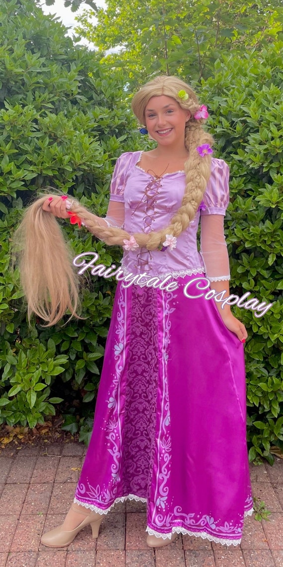 Film Princesse Raiponce Cosplay Costume Halloween Costume Fantaisie Robe  Violette Dentelle Up Robe de Bal Fête Adulte Filles Femmes