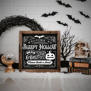 Décorations d’Halloween, Décor mural d’Halloween, Sleepy Hollow Dead & Breakfast Wall Sign