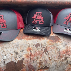 Razorback Hat, Arkansas Razorback, Richardson 112 Trucker Hat, Snapback, Laser Engraved Leatherette Patch